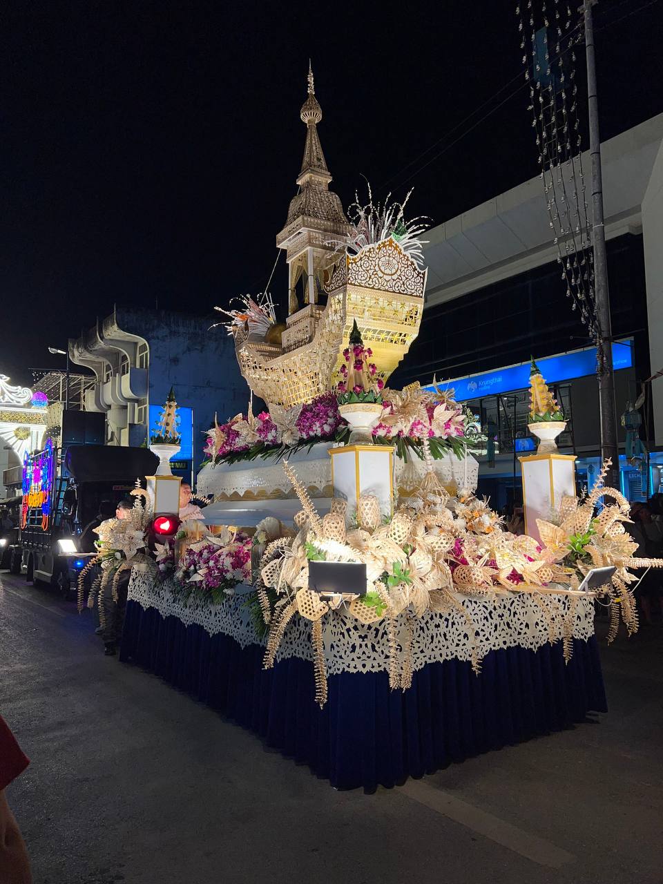 Festival parade float in Chiang Mai during Yi Peng — the northern celebration